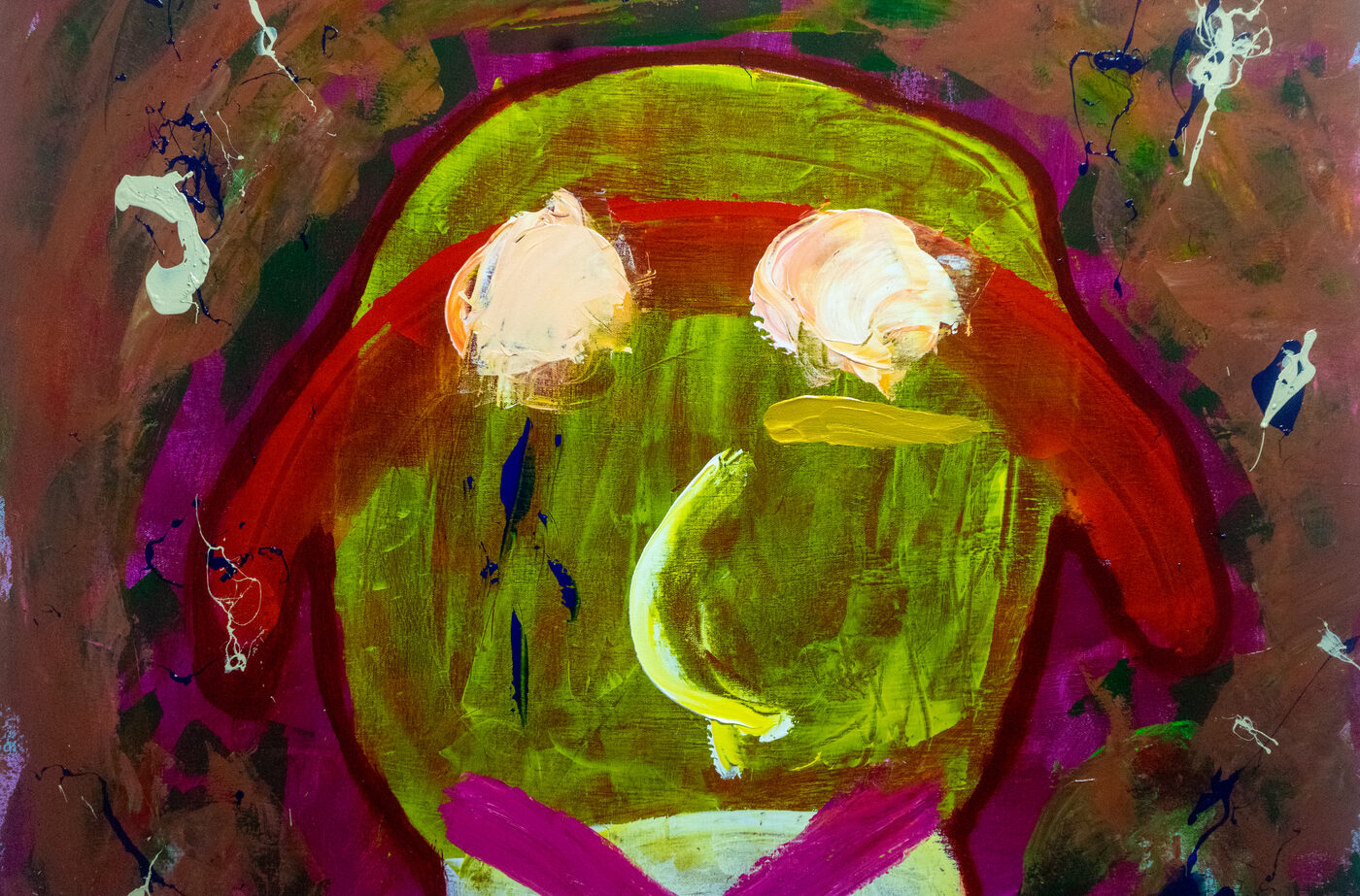 Close detail of the abstracted face painting